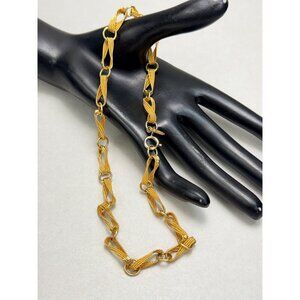Les Bernard Gold Tone Rope Link Statement Necklace Choker Vintage Designer